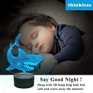 Shark Gifts, Shark Fan 3D Night Light 16 Colors Changing Night Lamp for Kids with Remote Control, 3D Illusion Lamp Birthday Gifts from Age 2 3 4 5 6+ Years for Boys Girls Men Women