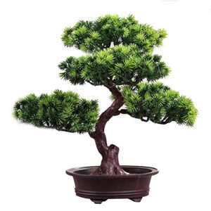 mayit artificial bonsai welcoming pine tree, simulation potted plant diy decorative bonsai, desk display fake tree pot ornaments for home, office, shop