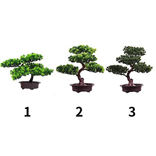 MAYiT Artificial Bonsai Welcoming Pine Tree, Simulation Potted Plant DIY Decorative Bonsai, Desk Display Fake Tree Pot Ornaments for Home, Office, Shop