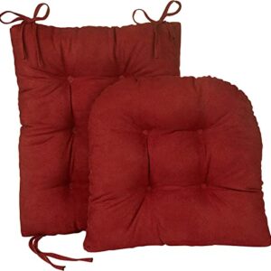 Klear Vu Omega Non-Slip Rocking Chair Cushion Set with Thick Padding and Tufted Design, Includes Seat Pad & Back Pillow with Ties for Living Room Rocker, 17x17 Inches, 2 Piece Set, Red