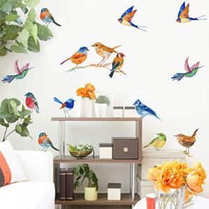 iarttop watercolor birds wall decal, creative flying bird sticker for living room colorful nature theme wall stickers classroom nursery wall art modern home decor (23pcs)