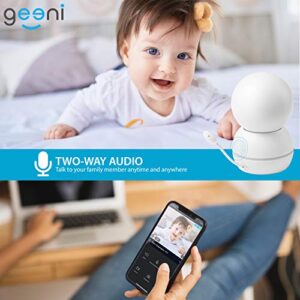 Geeni Smart Home Pet and Baby Monitor with Camera, 1080p Wireless WiFi Camera with Motion and Sound Alert (White)