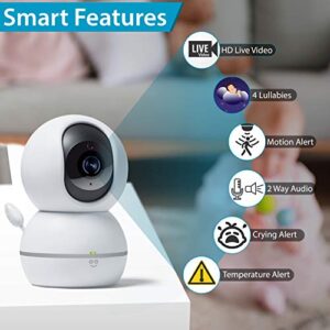 Geeni Smart Home Pet and Baby Monitor with Camera, 1080p Wireless WiFi Camera with Motion and Sound Alert (White)