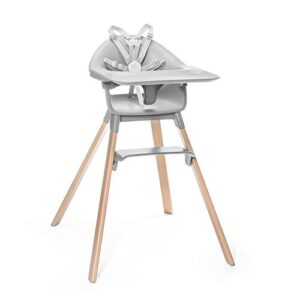 stokke clikk high chair, cloud grey - all-in-one high chair with tray + harness - light, durable & travel friendly - ergonomic with adjustable features - best for 6-36 months or up to 33 lbs