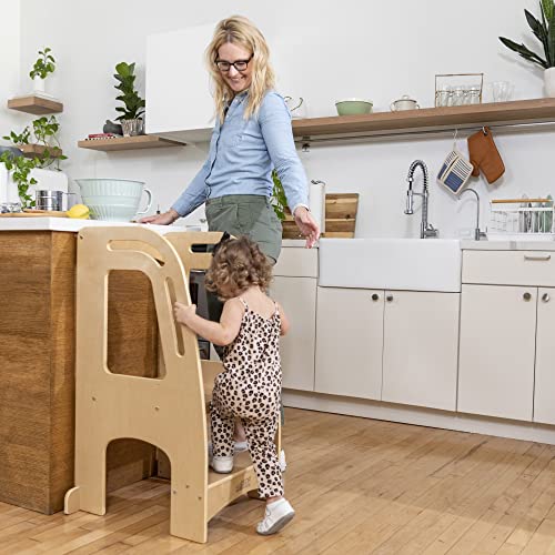 ECR4Kids Chef's Helper Kitchen Tower, Step Stool, Natural