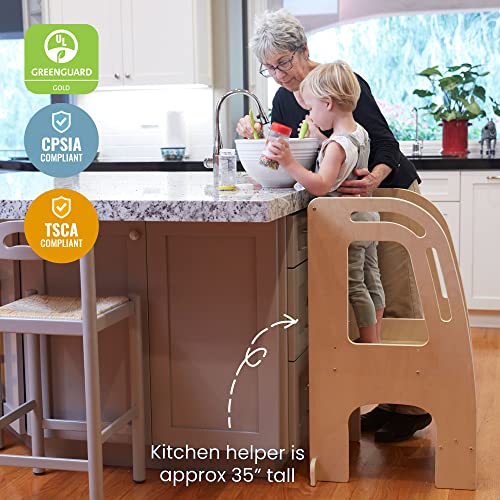 ECR4Kids Chef's Helper Kitchen Tower, Step Stool, Natural