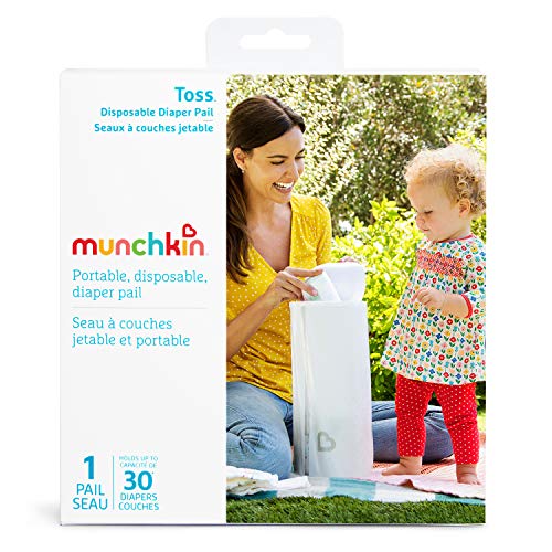 Munchkin® Toss™ Portable Disposable Diaper Pail, 1 Pack, Holds 30 Diapers, White