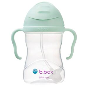 b.box sippy cup with fliptop straw, drink from any angle | weighted straw, spill proof, leak proof & easy grip | bpa free, dishwasher safe | for babies 6m+ to toddlers (pistachio, 8 oz)