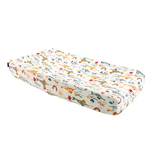 Bebe au Lait Classic Muslin Changing Pad Cover, 100% Cotton Muslin, One Size Fits Most - Narwhal