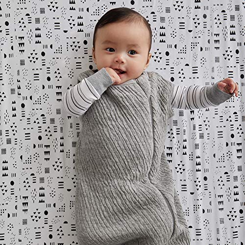 HonestBaby Organic Cotton Matelasse Wearable Blanket, Gray Heather, Medium