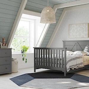 Forever Eclectic Woodland 4-in-1 Convertible Baby Crib, Brushed Pebble