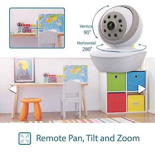 Moonybaby Low EMF Baby Monitor with Remote Pan Tilt Cameras, Split 60, 5" HD 720p Split Screen, Auto Noise Reduce, No WiFi, Long Range, 20 Day Battery Life, 2-Way Talk, Lullabies, VOX/Voice Activation