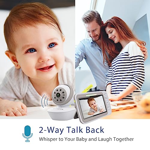 Moonybaby Low EMF Baby Monitor with Remote Pan Tilt Cameras, Split 60, 5" HD 720p Split Screen, Auto Noise Reduce, No WiFi, Long Range, 20 Day Battery Life, 2-Way Talk, Lullabies, VOX/Voice Activation