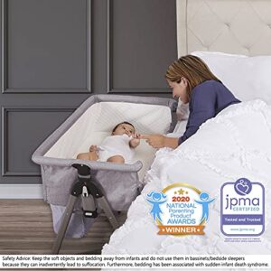 Dream On Me Lotus Bassinet and Bedside Sleeper in Grey, Lightweight and Portable Baby Bassinet, Adjustable Height Position, Easy to Fold and Carry Travel Bassinet- Carry Bag Included