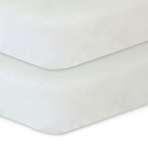 organic cotton pack n play sheets, 2 pack portable playard/mini crib mattress sheets, ultra soft, cream white, pre-shrink