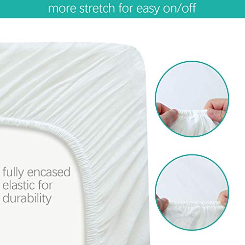 Organic Cotton Pack N Play Sheets, 2 Pack Portable Playard/Mini Crib Mattress Sheets, Ultra Soft, Cream White, Pre-Shrink