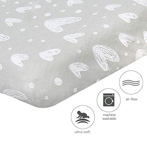 Pack n Play Fitted Sheet, Soft Jersey Cotton Portable Playard Sheets, 2 Pack Mini Crib Sheets, Unisex, Preshrunk