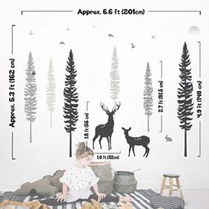 TIMBER ARTBOX Woodland Nursery Decor – Dreamy Forest Theme Pine Tree Wall Decals with Animals, Deers & Owl – Cute Baby Boy Girl Kids Wall Stickers for Playroom, Bedroom, Classroom & Daycare