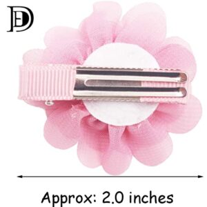 DeD 40PCS 2" Chiffon Flower Hair Bows Clips Flower Tiny Hair Clips Fine Hair for Girls Infants Toddlers Set of 20 Pairs