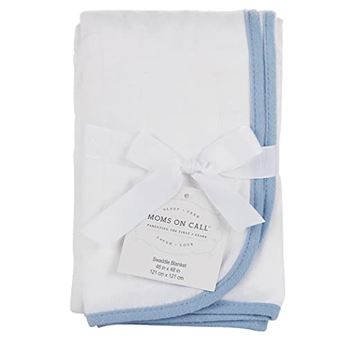 MOMS ON CALL Baby Swaddle 0-3 Months Newborn, Essential Swaddle Blanket | 48X48 | Cotton (Soft Blue)