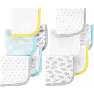 Simple Joys by Carter's Unisex Babies' Washcloth Set, Pack of 10, White, Elephants/Dots, One Size