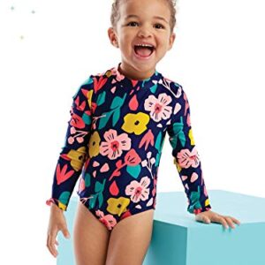 Simple Joys by Carter's Toddler Girls' One Piece Rashguard, Navy Floral, 2T