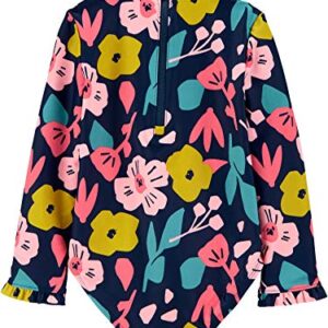 Simple Joys by Carter's Toddler Girls' One Piece Rashguard, Navy Floral, 2T