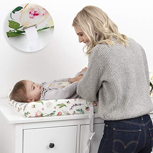 Pobibaby - 2 Pack Premium Changing Pad Cover - Ultra-Soft Cotton Blend, Stylish Floral Pattern, Safe and Snug for Baby (Allure)