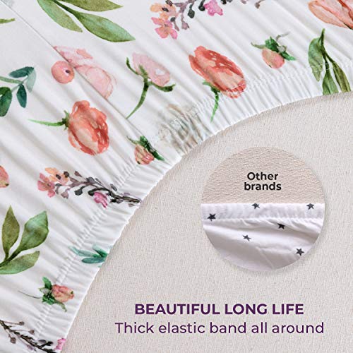 Pobibaby - 2 Pack Premium Changing Pad Cover - Ultra-Soft Cotton Blend, Stylish Floral Pattern, Safe and Snug for Baby (Allure)