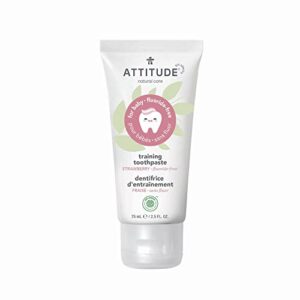 attitude baby & child fluoride-free training toothpaste, natural, vegan & ewg top scoring, strawberry, 2.5 oz (16721)
