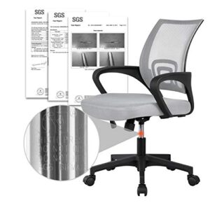 Yaheetech Office Desk Chair with Lumbar Support Armrest Executive Rolling Swivel Adjustable Mid Back Task Ergonomic Mesh Computer Chairfor Women Adults, Grey