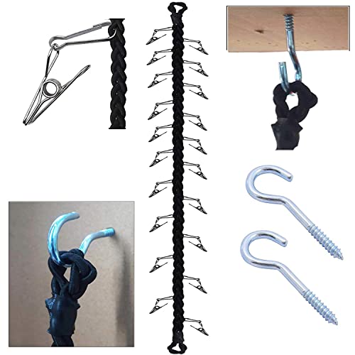 Storage Chain, Toy Organizer Chain, Elasticity Chain 60 inch + 20 Strong Stainless Steel Clips & Hardware, for Your Toy Organizer, Sun Visors, Hats, Scarves, Gloves,etc. Organizes almost anything