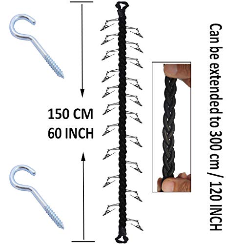 Storage Chain, Toy Organizer Chain, Elasticity Chain 60 inch + 20 Strong Stainless Steel Clips & Hardware, for Your Toy Organizer, Sun Visors, Hats, Scarves, Gloves,etc. Organizes almost anything