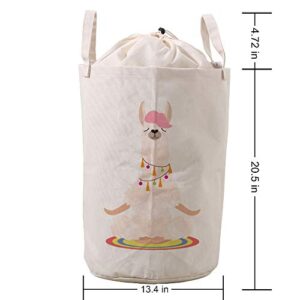 LifeCustomize Laundry Baskets Bin Clothes Hamper, Funny Llama Collapsible Drawstring Baby Dirty Clothing Storage Basket for Nursery Organizer