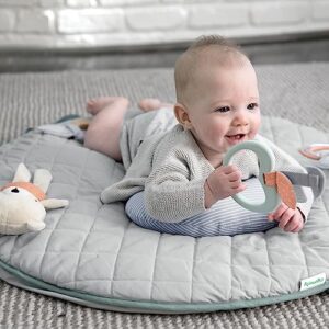 Ingenuity Cozy Spot Reversible Duvet Activity Gym & Play Mat with Wooden Bar - Loamy, Ages Newborn +