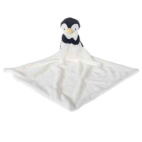 Apricot Lamb Stuffed Animals Security Blanket Black Penguin Infant Nursery Character Blanket Luxury Snuggler Plush(Black Penguin, 14 Inches)