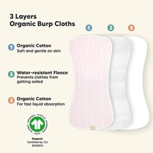 5-Pack Organic Burp Cloths for Baby Boys and Girls - Ultra Absorbent Burping Cloth, Burp Clothes, Newborn Towel - Milk Spit Up Rags - Burpy Cloth Bib for Unisex, Boy, Girl - Burp Cloths (Sweet Charm)