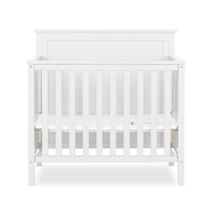 Dream On Me Ava 4-in-1 Convertible Mini Crib in White, Greenguard Gold Certified, Non-Toxic Finish, Comes with 1" Mattress Pad, with 3 Mattress Height Settings