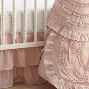 Levtex Baby - Skylar Crib Bed Set - Baby Nursery Set - Blush - Soft Cascading Ruffles - 4 Piece Set Includes Quilt, Fitted Sheet, Wall Decal & Crib Skirt/Dust Ruffle