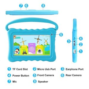 Kids Tablet 7 inch Toddler Tablet for Kids Edition Tablet with WiFi Dual Camera Children’s Tablet for Toddlers 32GB Android 10 with Parental Control Shockproof Case Google Play YouTube Netflix (Blue)