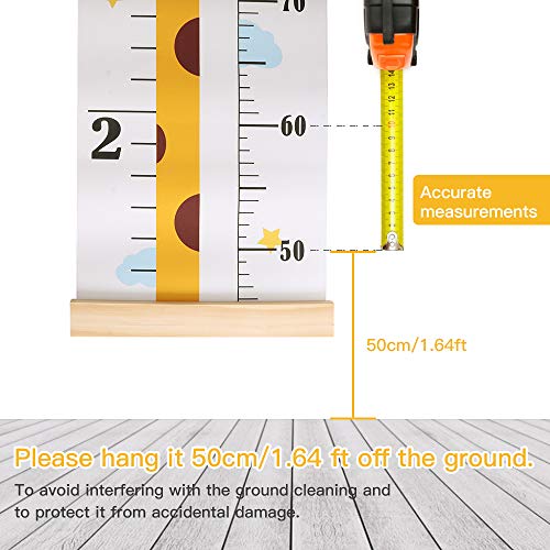 Outivity Baby Growth Height Chart, Hanging Ruler Wall Decals for Kids Boys Girls, Canvas and Wood Removable Measure Wall Ruler for Children