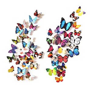 80 pcs butterfly wall decals, 3d butterfly wall decor stickers for home wall decor room nursery decor