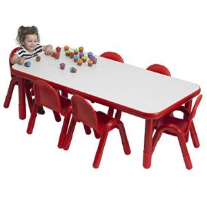 children's factory baseline preschool 60" x 30" rectangular table & chair set - solid red
