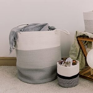 Large Laundry Baskets for Organizing Woven Baskets for Storage Mono Living Grey Hamper for Nursery White Grey Décor Baby Tall Laundry Basket Organizer Foldable Collapsible Independence Day