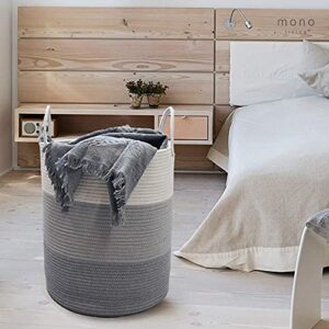 Large Laundry Baskets for Organizing Woven Baskets for Storage Mono Living Grey Hamper for Nursery White Grey Décor Baby Tall Laundry Basket Organizer Foldable Collapsible Independence Day