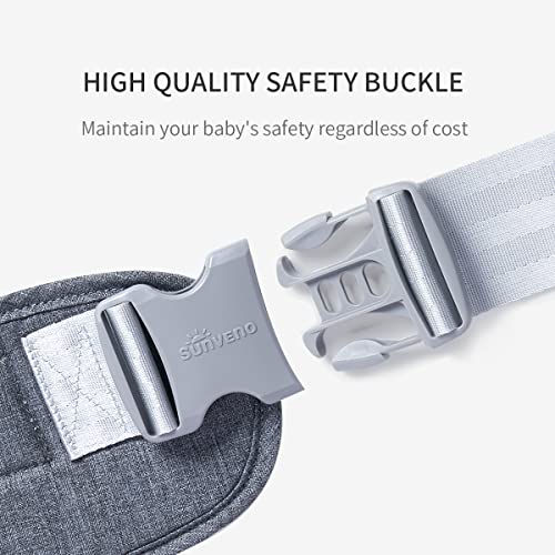 SUNVENO Baby Hipseat Carrier, Ergonomic Hip Seat Safety Infant Carrier for Mom Lightweight Certified Cotton Soft Carriers for Newborns, Toddlers, Grey