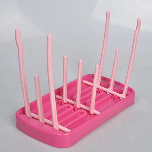 Bottle Dry Rack Baby Bottle Drain Drying Racks Blue Pink Baby Bottle Cleaning Dryer Drainer Storage Drying Rack (Hot Pink)