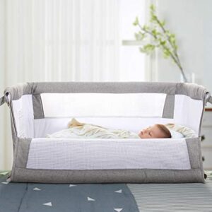 RONBEI Baby Bassinet, Bedside Sleeper,Baby Bed to Bed,Babies Crib Bed, Adjustable Portable Bed for Infant/Baby Boy/Baby Girl/Newborn (Light Grey)