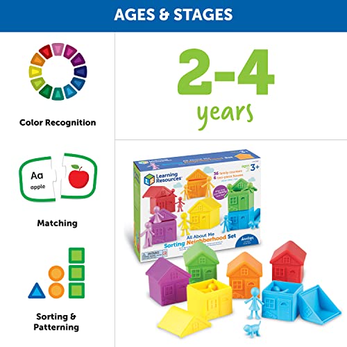Learning Resources All About Me Sorting Neighborhood - 42 Pieces, Ages 3+ Toddler Social Emotional Toys, Fine Motor & Sorting Skills, Montessori Toys, Preschool Learning Toys,Back to School Gifts