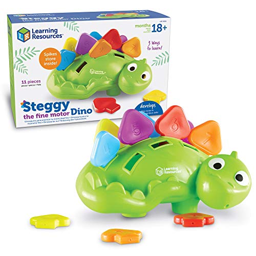 Learning Resources Steggy The Fine Motor Dino - 11 Pieces, Ages 18+ Months Toddler Learning Toys, Fine Motor and Sensory Toy, Toddler Montessori Toys, Dino Toys, Preschool Toys